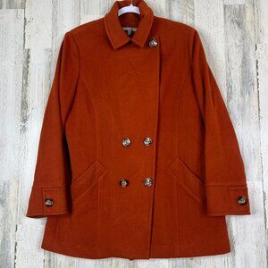 Jana Kos Wool Jacket‎ Coat Women’s Large Orange Tailored Fall Outerwear Classic